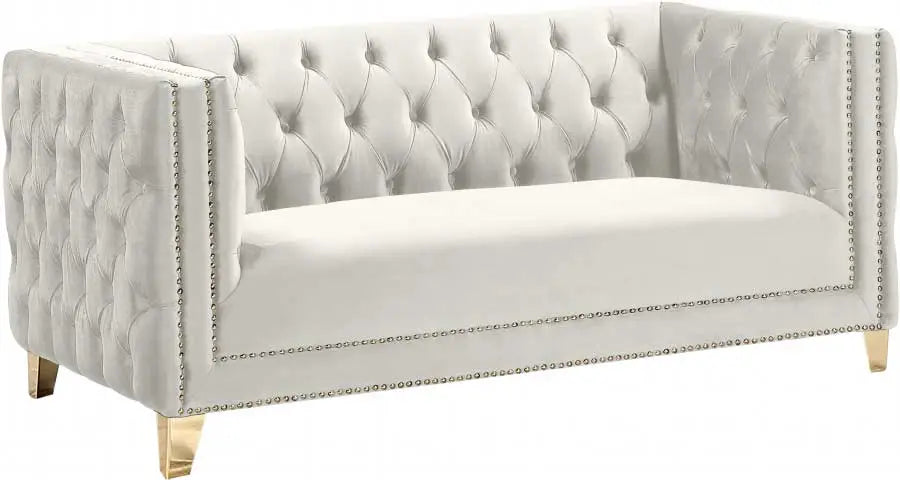 Meridian Furniture - Michelle Velvet Loveseat In Cream - 652Cream-L