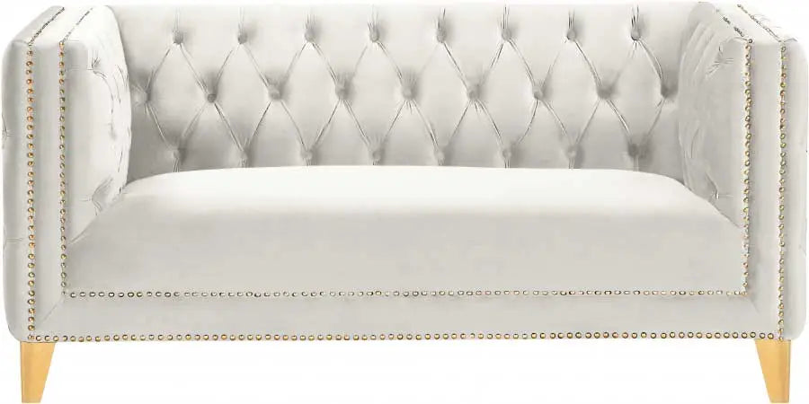 Meridian Furniture - Michelle Velvet Loveseat In Cream - 652Cream-L