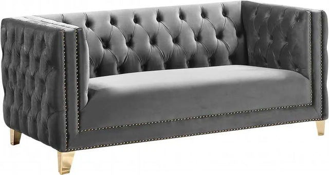 Meridian Furniture - Michelle Velvet Loveseat In Grey - 652Grey-L