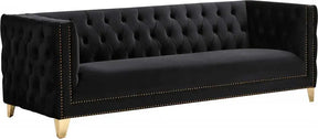 Michelle Velvet Sofa In Black - 652Black-S | Meridian
