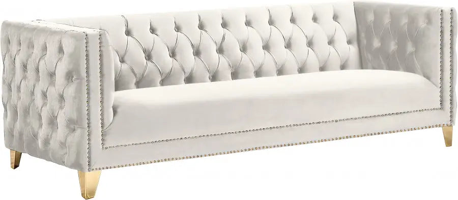 Meridian Furniture - Michelle Velvet Sofa In Cream - 652Cream-S