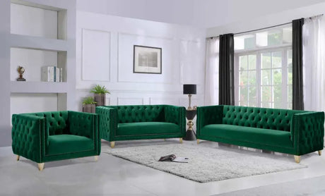 Meridian Furniture - Michelle Velvet Sofa In Green - 652Green-S