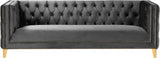 Meridian Furniture - Michelle Velvet Sofa In Grey - 652Grey-S