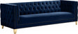Michelle Velvet Sofa In Navy - 652Navy-S | Meridian