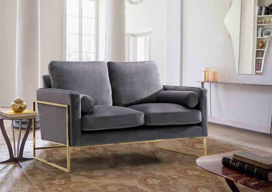 Meridian Furniture - Mila Velvet Loveseat In Grey - 678Grey-L