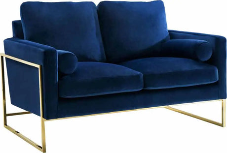 Meridian Furniture - Mila Velvet Loveseat In Navy - 678Navy-L