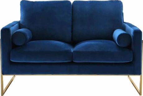 Meridian Furniture - Mila Velvet Loveseat In Navy - 678Navy-L