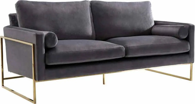 Meridian Furniture - Mila Velvet Sofa In Grey - 678Grey-S