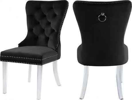 Meridian Furniture - Miley Velvet Dining Chair With Acrylic Legs Set Of 2 In Black - 746Black-C