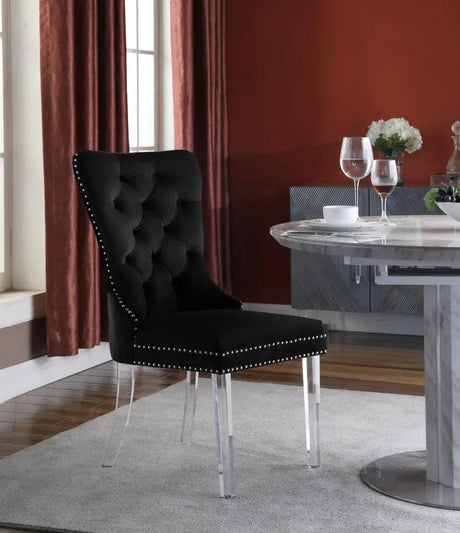 Meridian Furniture - Miley Velvet Dining Chair With Acrylic Legs Set Of 2 In Black - 746Black-C