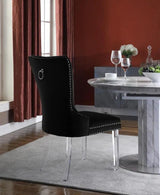 Meridian Furniture - Miley Velvet Dining Chair With Acrylic Legs Set Of 2 In Black - 746Black-C