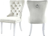 Meridian Furniture - Miley Velvet Dining Chair With Acrylic Legs Set Of 2 In Cream - 746Cream-C