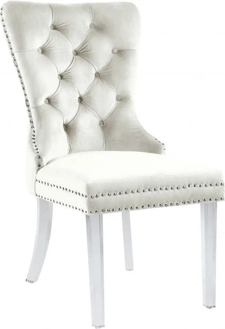 Meridian Furniture - Miley Velvet Dining Chair With Acrylic Legs Set Of 2 In Cream - 746Cream-C