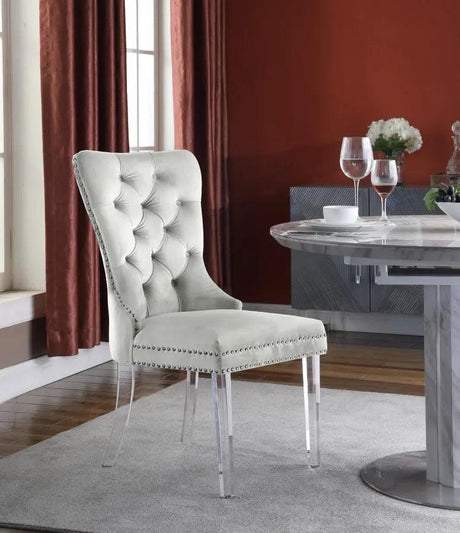 Meridian Furniture - Miley Velvet Dining Chair With Acrylic Legs Set Of 2 In Cream - 746Cream-C