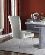 Meridian Furniture - Miley Velvet Dining Chair With Acrylic Legs Set Of 2 In Cream - 746Cream-C