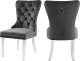 Meridian Furniture - Miley Velvet Dining Chair With Acrylic Legs Set Of 2 In Grey - 746Grey-C