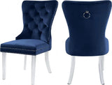 Meridian Furniture - Miley Velvet Dining Chair With Acrylic Legs Set Of 2 In Navy - 746Navy-C