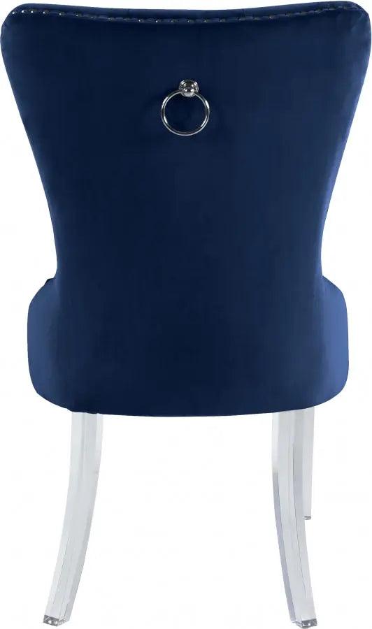 Meridian Furniture - Miley Velvet Dining Chair With Acrylic Legs Set Of 2 In Navy - 746Navy-C