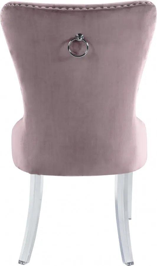 Meridian Furniture - Miley Velvet Dining Chair With Acrylic Legs Set Of 2 In Pink - 746Pink-C