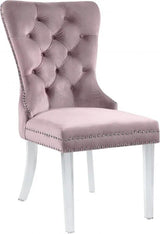 Meridian Furniture - Miley Velvet Dining Chair With Acrylic Legs Set Of 2 In Pink - 746Pink-C