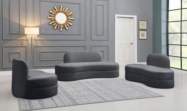 Meridian Furniture - Mitzy 3 Piece Living Room Set In Grey - 606Grey-S3Set