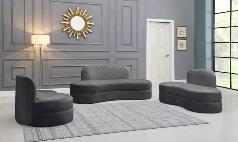 Meridian Furniture - Mitzy Velvet Sofa In Grey - 606Grey-S