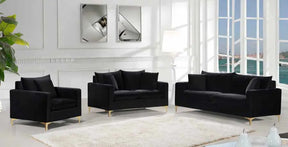 Naomi 3 Piece Living Room Set In Black - 633Black-S-3Set | Meridian