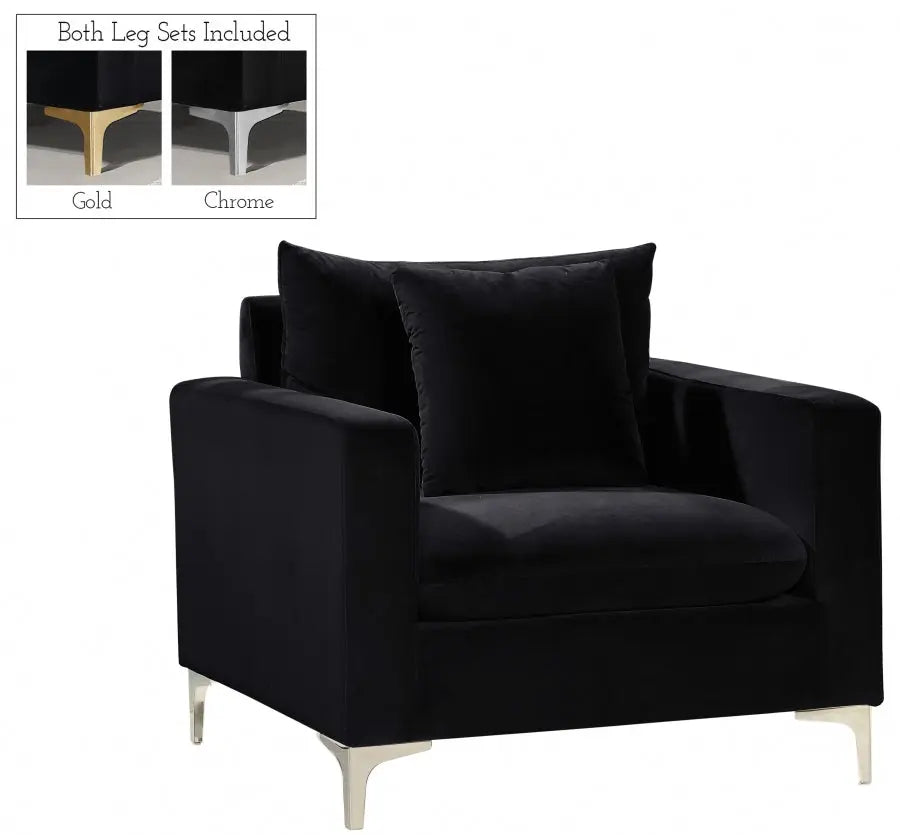 Meridian Furniture - Naomi 3 Piece Living Room Set In Black - 633Black-S-3Set