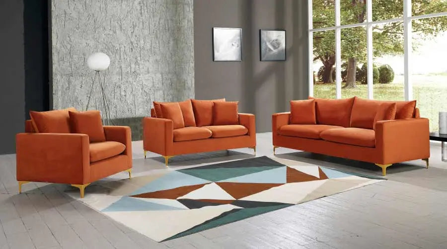 Meridian Furniture - Naomi 3 Piece Living Room Set In Cognac - 633Cognac-S-3Set