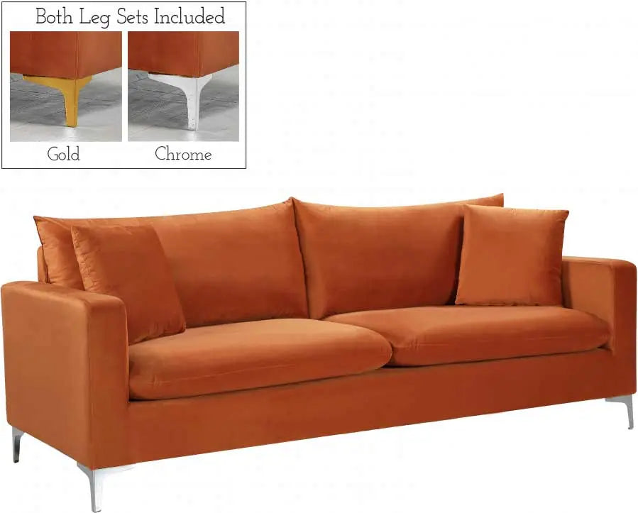 Meridian Furniture - Naomi 3 Piece Living Room Set In Cognac - 633Cognac-S-3Set