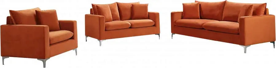 Meridian Furniture - Naomi 3 Piece Living Room Set In Cognac - 633Cognac-S-3Set