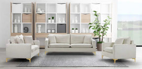 Naomi 3 Piece Living Room Set In Cream - 633Cream-S-3Set | Meridian