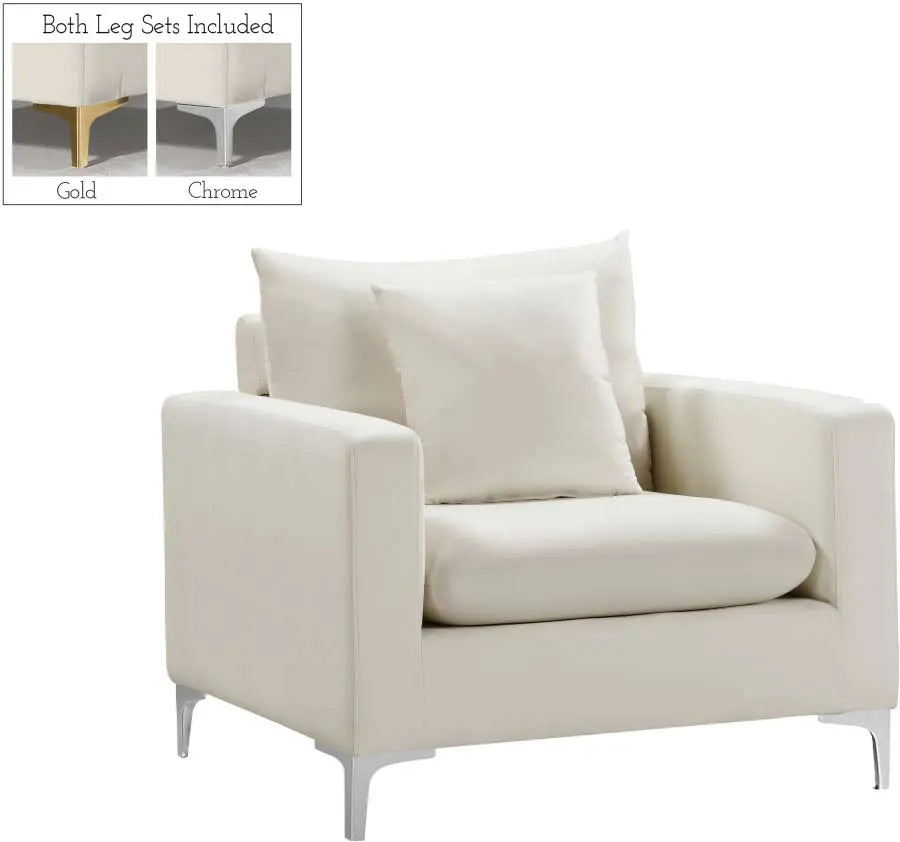 Meridian Furniture - Naomi 3 Piece Living Room Set In Cream - 633Cream-S-3Set