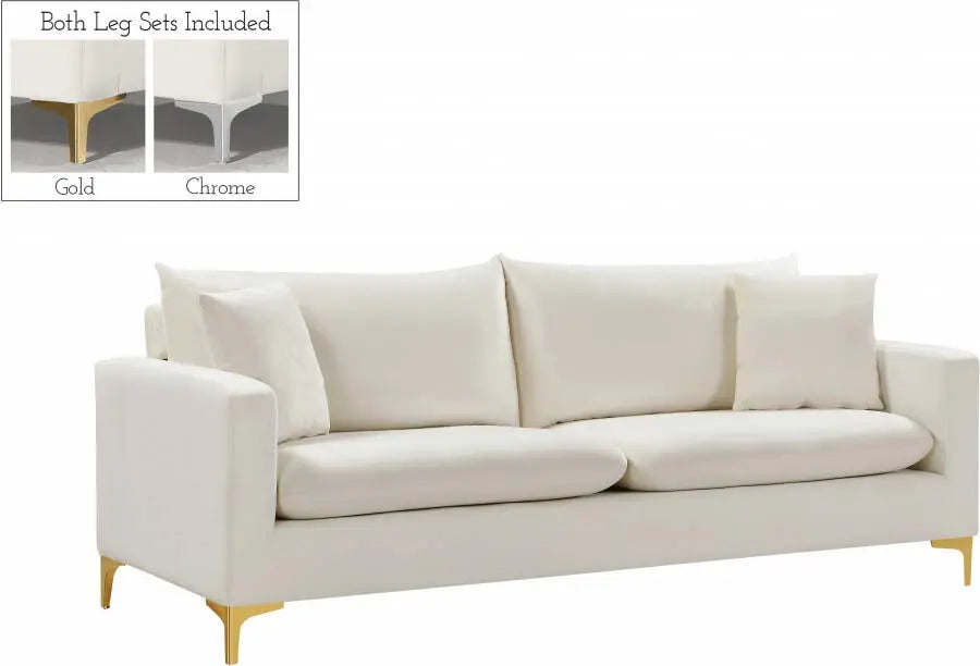 Meridian Furniture - Naomi 3 Piece Living Room Set In Cream - 633Cream-S-3Set