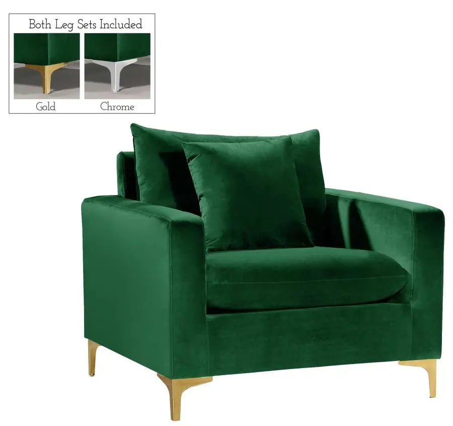 Meridian Furniture - Naomi 3 Piece Living Room Set In Green - 633Green-S-3Set