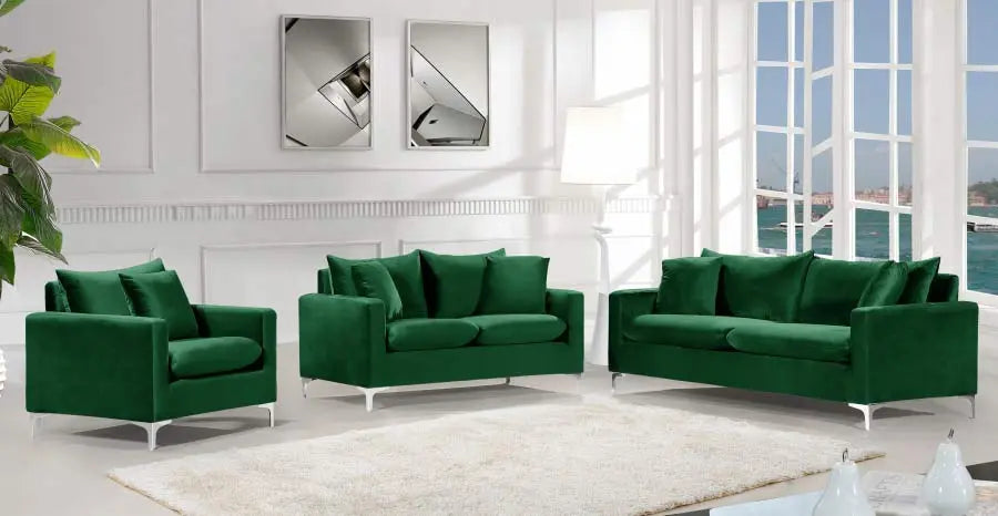 Meridian Furniture - Naomi 3 Piece Living Room Set In Green - 633Green-S-3Set