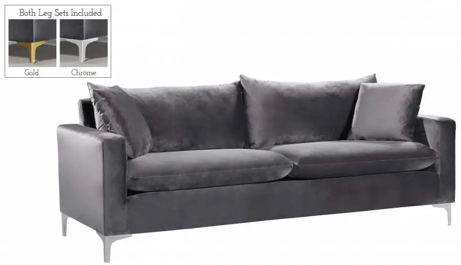 Meridian Furniture - Naomi 3 Piece Living Room Set In Grey - 633Grey-S-3Set