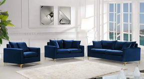 Naomi 3 Piece Living Room Set In Navy - 633Navy-S-3Set | Meridian