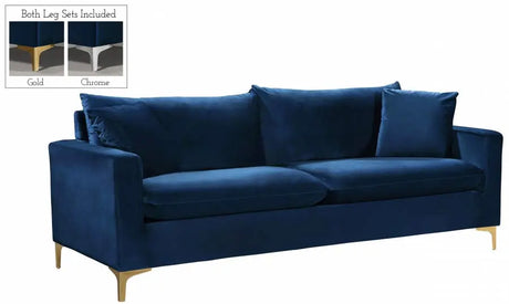 Meridian Furniture - Naomi 3 Piece Living Room Set In Navy - 633Navy-S-3Set