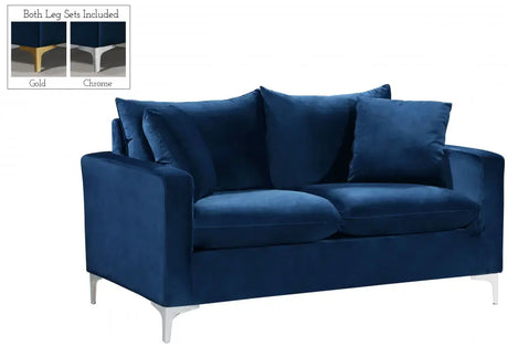 Meridian Furniture - Naomi 3 Piece Living Room Set In Navy - 633Navy-S-3Set