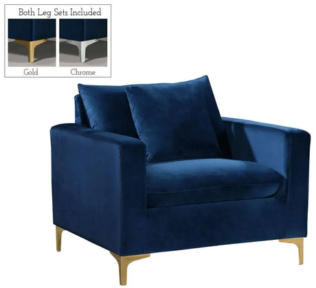 Meridian Furniture - Naomi 3 Piece Living Room Set In Navy - 633Navy-S-3Set