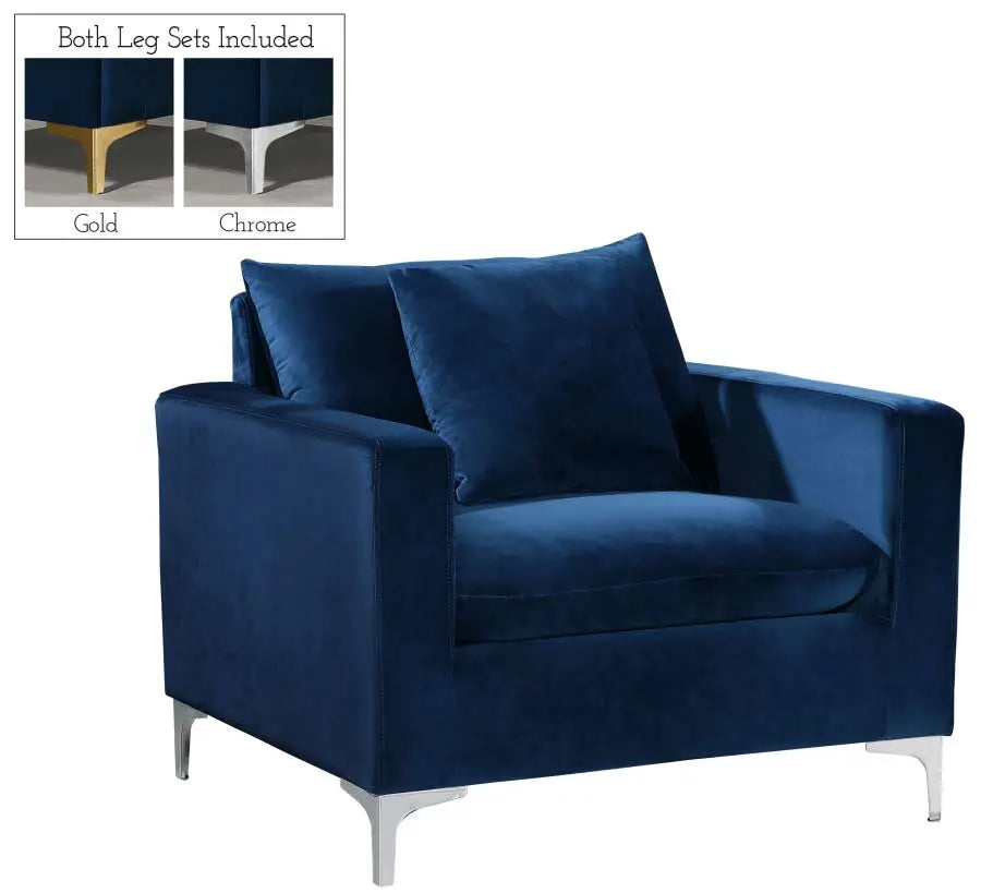 Meridian Furniture - Naomi 3 Piece Living Room Set In Navy - 633Navy-S-3Set