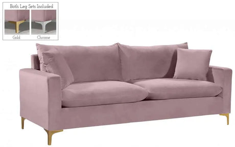 Meridian Furniture - Naomi 3 Piece Living Room Set In Pink - 633Pink -S-3Set