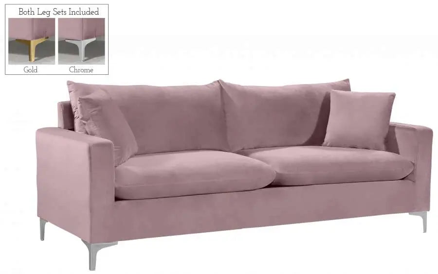 Meridian Furniture - Naomi 3 Piece Living Room Set In Pink - 633Pink -S-3Set