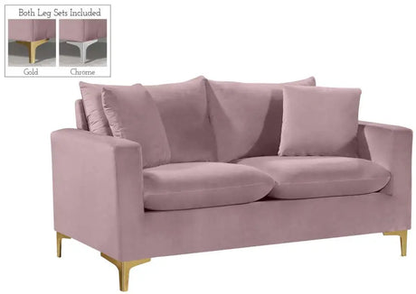 Meridian Furniture - Naomi 3 Piece Living Room Set In Pink - 633Pink -S-3Set