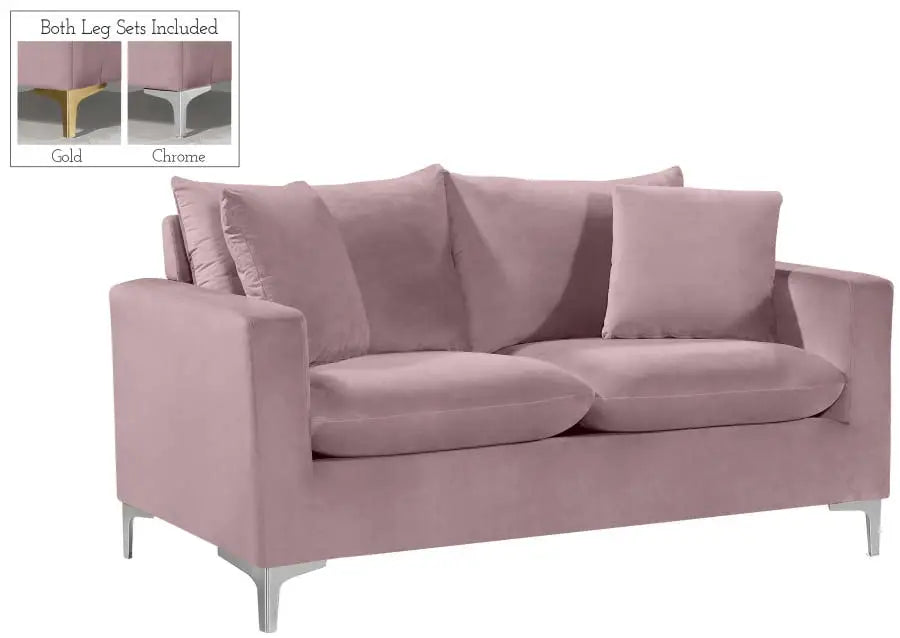 Meridian Furniture - Naomi 3 Piece Living Room Set In Pink - 633Pink -S-3Set