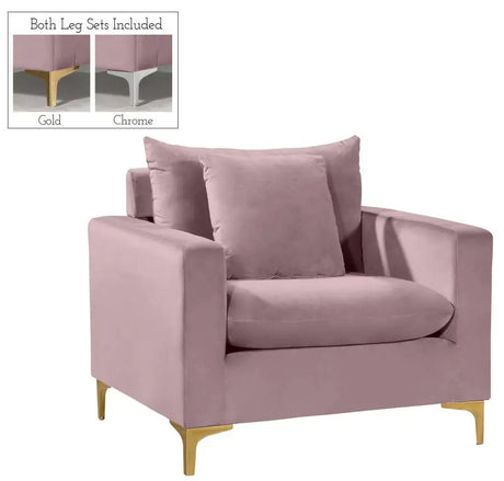 Meridian Furniture - Naomi 3 Piece Living Room Set In Pink - 633Pink -S-3Set