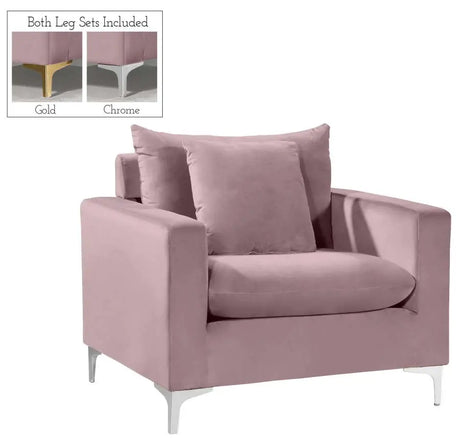 Meridian Furniture - Naomi 3 Piece Living Room Set In Pink - 633Pink -S-3Set