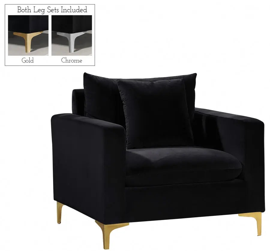 Meridian Furniture - Naomi Velvet Chair In Black - 633Black-C
