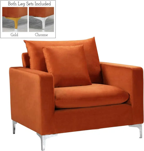 Meridian Furniture - Naomi Velvet Chair In Cognac - 633Cognac-C